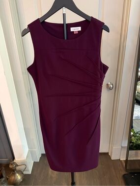 Calvin Klein Sleeveless Sheath Dress in Plum